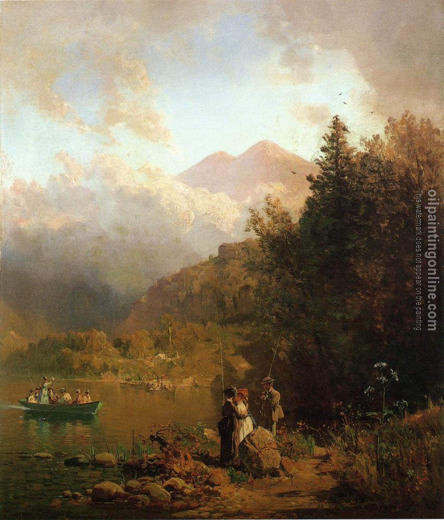 Thomas Hill - Fishing Party in the Mountains